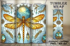 4 Winter Dragonfly Tumbler Sublimation, 20oz Tumbler Wrap Product Image 2