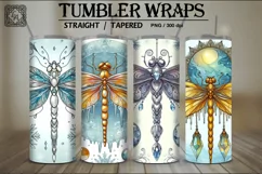 4 Winter Dragonfly Tumbler Sublimation, 20oz Tumbler Wrap Product Image 1