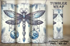 4 Winter Dragonfly Tumbler Sublimation, 20oz Tumbler Wrap Product Image 3
