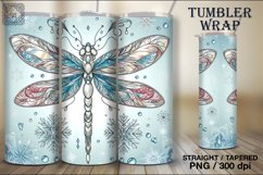 4 Winter Dragonfly Tumbler Sublimation, 20oz Tumbler Wrap Product Image 5