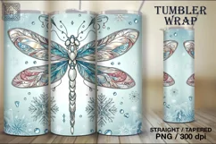 4 Winter Dragonfly Tumbler Sublimation, 20oz Tumbler Wrap Product Image 5