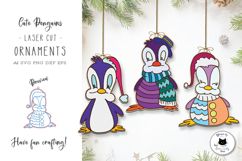 Cute Penguin Ornament | Christmas Ornament Laser Cut SVG Product Image 1