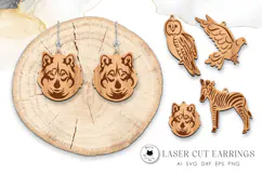 Animal Earrings Laser Cut Vol.4 | Animal Laser SVG Designs Product Image 1