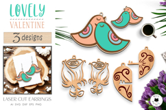 Cute &amp; Romantic Valentine Laser Cut Earrings SVG Product Image 1