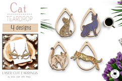 Cat Earrings Laser Cut SVG | Cat Teardrop Product Image 1