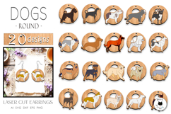 Dog Round Earrings Laser Cut Bundle | Dog Breed SVG Product Image 1