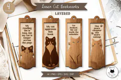 Layered Cat Bookmark Laser Cut SVG Product Image 1