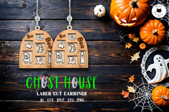 Layered Ghost House SVG | Halloween Earrings Laser Cut Product Image 1