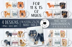 Watercolor Dog Mug Wraps | Dog Sublimation Designs Product Image 1