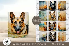 Dog PNG Designs Vol.11 | German Shepherd Dog Mug Wraps Product Image 1