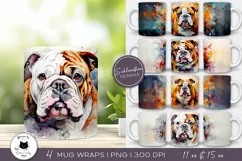 Bulldog Dog Mug Wraps Vol.15 | Watercolor Dog Breeds Product Image 1