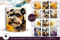 Watercolor Dog Mug Designs Vol.10 | Schnauzer Dog Mug Wraps Product Image 1