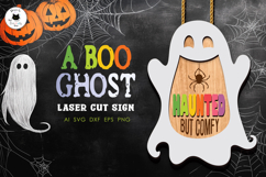Layered Ghost Halloween Sign Laser Cut | Hanging Door Sign Product Image 1
