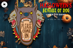 Layered Halloween Sign Laser Cut | Hound From Hell SVG Product Image 1