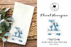 Watercolor Floral Monogram Design | Letter PNG Design Product Image 1