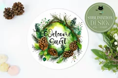Watercolor Christmas Wreath | Christmas Welcome Sign Product Image 1