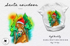 Santa Reindeer Christmas Illustration | Winter PNG Design Product Image 1