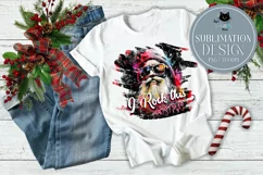 Rock Metal Santa PNG | Funny Christmas Sublimation Design Product Image 1