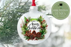 Merry Christmas Ornament | Watercolor Christmas Wreath Product Image 1