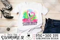Into The Summer Sublimation Design | Flamingo PNG Design Product Image 1