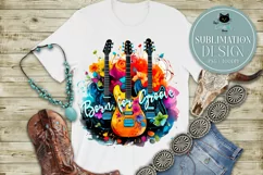 Floral Guitar Sublimation Design | Music T-Shirt Design Product Image 1