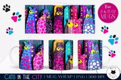 Funny Cat Mug Design | Colorful Cat Mug Wrap Product Image 1