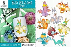 Cute Baby Dragon Clipart | Fantasy PNG Designs Product Image 1