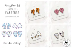 Funny Farm Animal Butt Earrings | Farm Laser Cut SVG Product Image 1