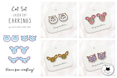 Funny Cat Laser Cut Stud Earrings Set | Animal Earrings SVG Product Image 1