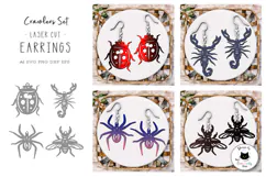 Animal Earrings Laser Cut Files | Creepy Crawlers SVG Product Image 1