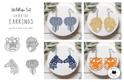 Jungle & Safari Animal Earrings Laser Cut Files Product Image 1