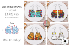 Weird Boho Cat Earrings Laser Cut | Cat Lover SVG Product Image 1