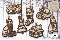 Layered Christmas Cat Ornaments Laser Cut SVG Product Image 1