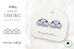 English Bulldog Stud Earrings | Dog Laser Cut SVG Product Image 1