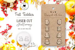 Cute Teddy Bear Fall Stud Earrings SVG | Laser Cut Crafts Product Image 1