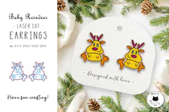 Baby Reindeer Earrings SVG | Cute Christmas Laser Cut File Product Image 1