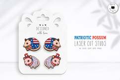 Cute Possum Earrings SVG | Patriotic Laser Cut Studs Product Image 1