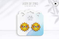 Cool Sun Earrings Laser Cut | Summer Stud Earrings SVG Product Image 1