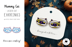 Black Cat Mummy Laser Stud Earrings | Halloween Earrings Product Image 1