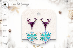 Reindeer &amp; Snowflake Stud Earrings SVG | Christmas Earrings Product Image 1