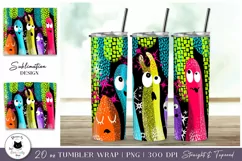 Funny Monster Tumbler Wrap | Cute Halloween Tumbler Design Product Image 1