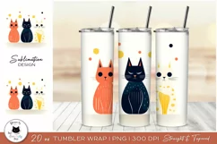 Cat Tumbler Wrap | Cartoon Cat Tumbler Design Product Image 1