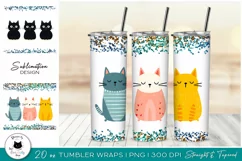 Cute Cat Tumbler Designs | Glittery Cat Tumbler Wraps Product Image 1