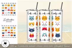 Kawaii Cat Tumbler Wrap | Cute Cat Tumbler Design Product Image 1