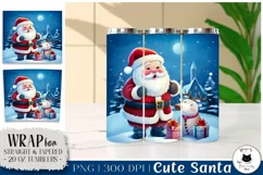 Cute Santa Tumbler Design | Christmas Tumbler Wrap Product Image 1