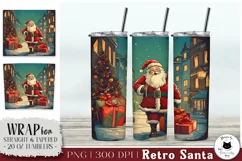 Retro Christmas Tumbler Wrap | Santa Sublimation Design Product Image 1