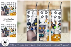 Cute Cat Tumbler Design | Cat Paw Print Tumbler Wrap Product Image 1