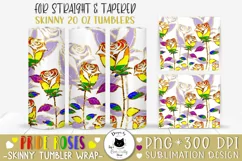 Rainbow Flag Roses Tumbler Wrap | LGBTQ Sublimation Design Product Image 1
