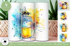 Watercolor Honey Bee Tumbler Wraps | Honey Sublimation Product Image 1