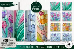 Stained Glass Floral Tumbler Wraps | Flower Tumbler Designs Product Image 1